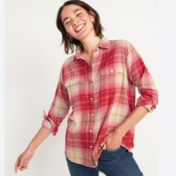 OLD NAVY Oversized Plaid Flannel ShIrt Size Medium NWT - Picture 1 of 14